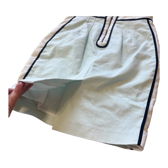 Club Monaco Light Blue Pencil Skirt with White and Black Trim and Zipper Detail - Picture 3 of 7